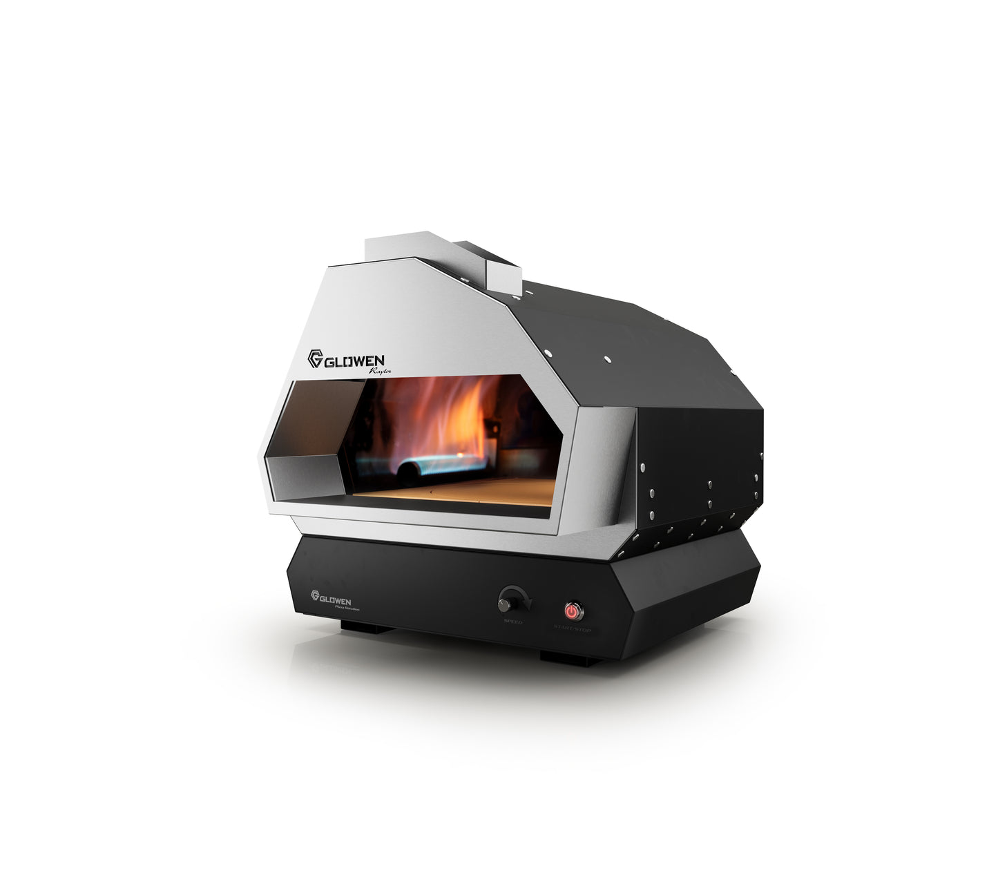 Glowen Raptor Rotating Stone Black & Silver Multi-Fuel Pizza Oven