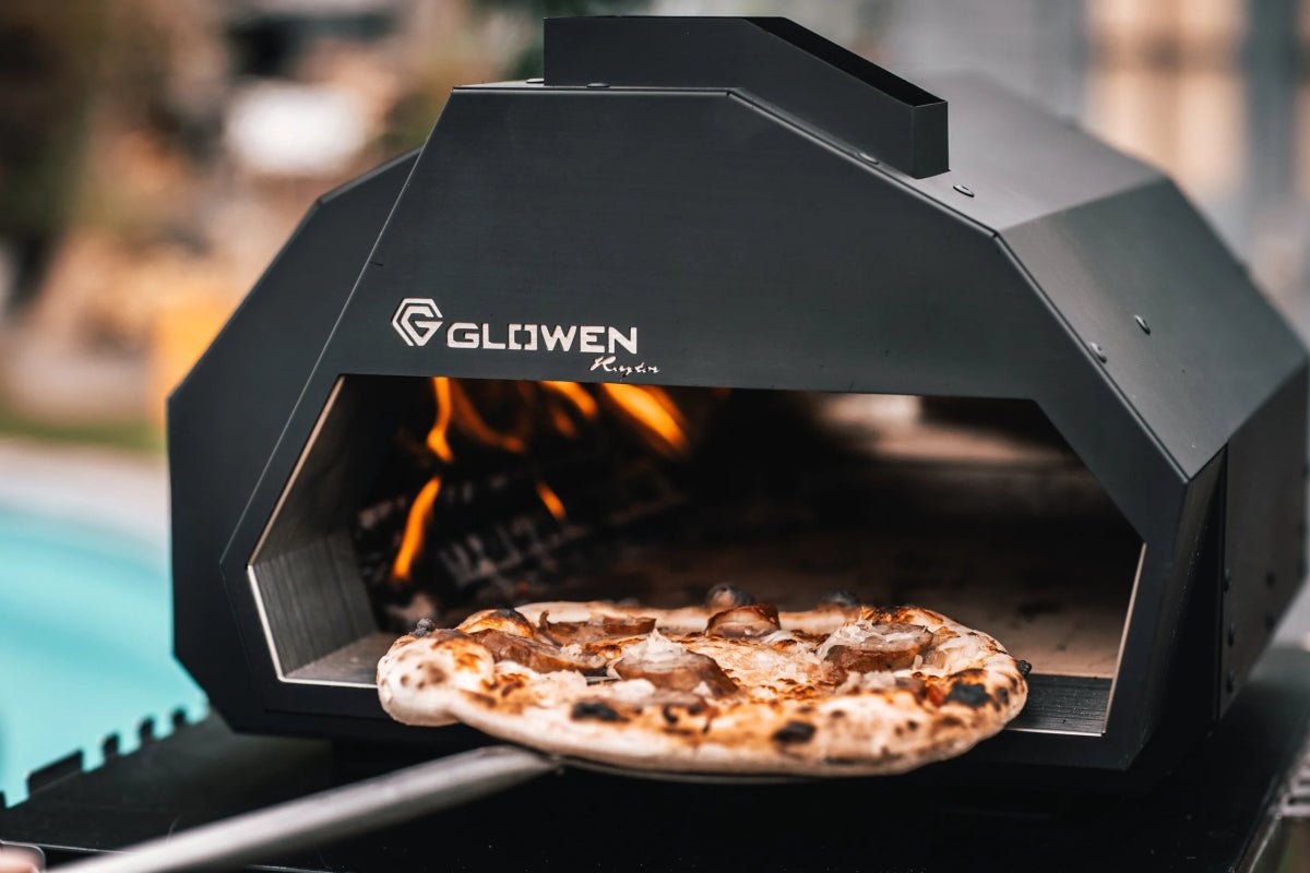 Glowen Raptor Black Multi - Fuel Pizza Oven - Gas Burner & Pizza Peel Bundle - Glowen