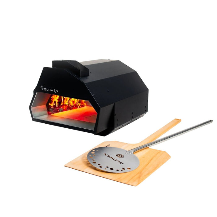 Glowen Raptor Black Multi - Fuel Pizza Oven - Pizza Peel Bundle - Glowen