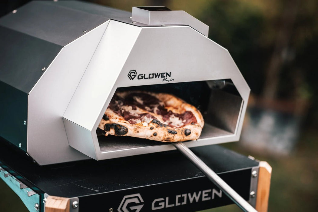 Glowen Raptor Black & Silver Multi - Fuel Pizza Oven - Pizza Peel Bundle - Glowen