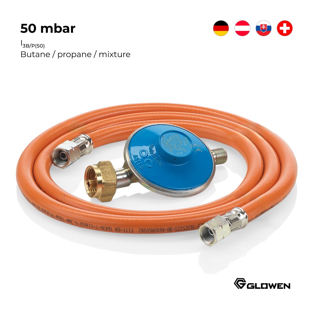 Hose and Gas Regulator 50 mbar - Glowen