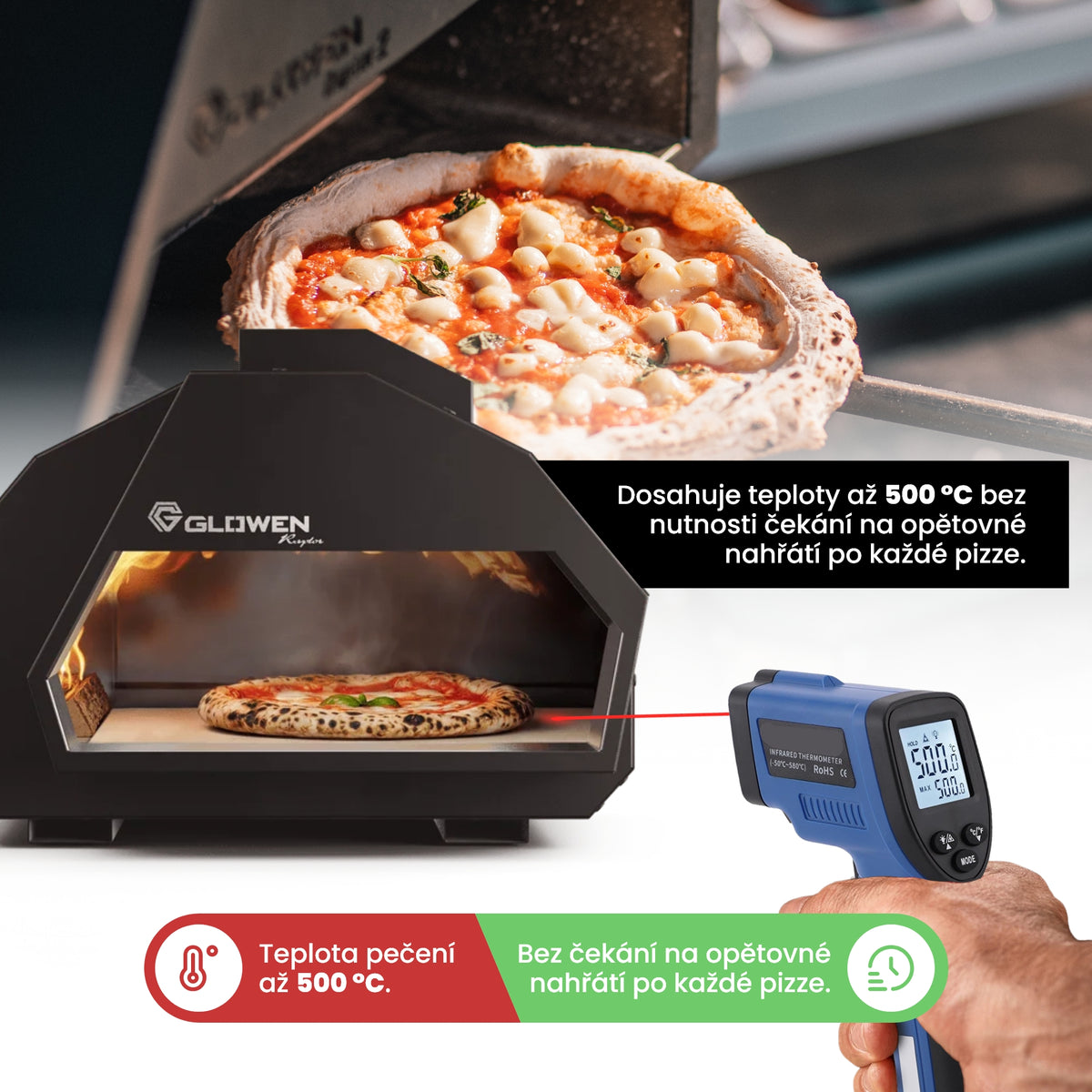 Glowen Raptor Black Pizza pec na více paliv
