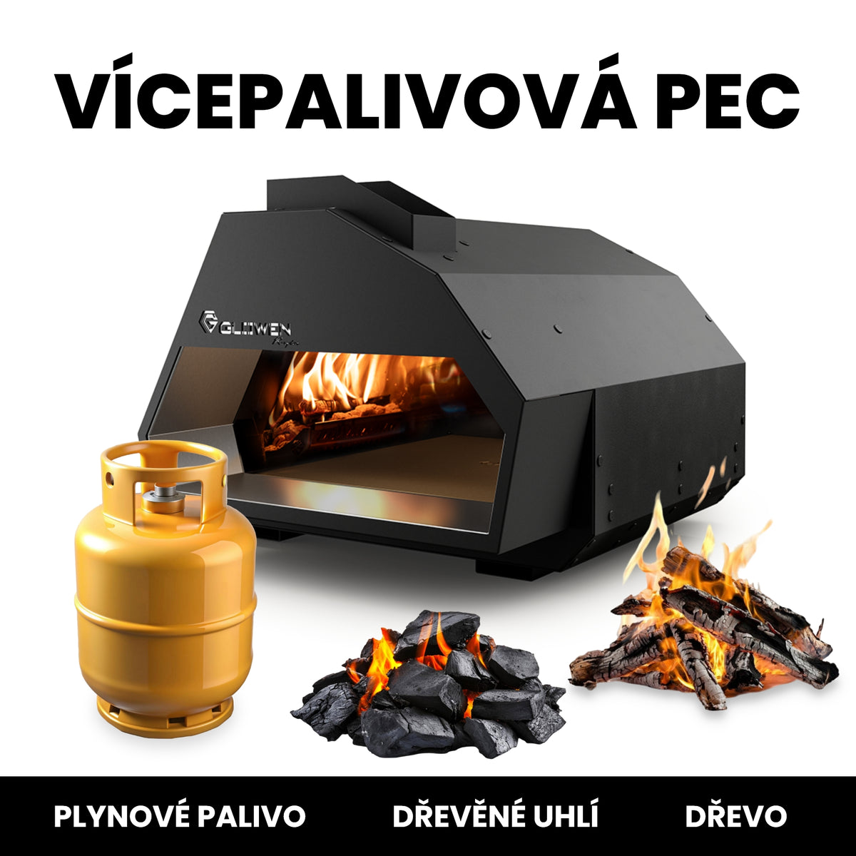 Glowen Raptor Black Pizza pec na více paliv