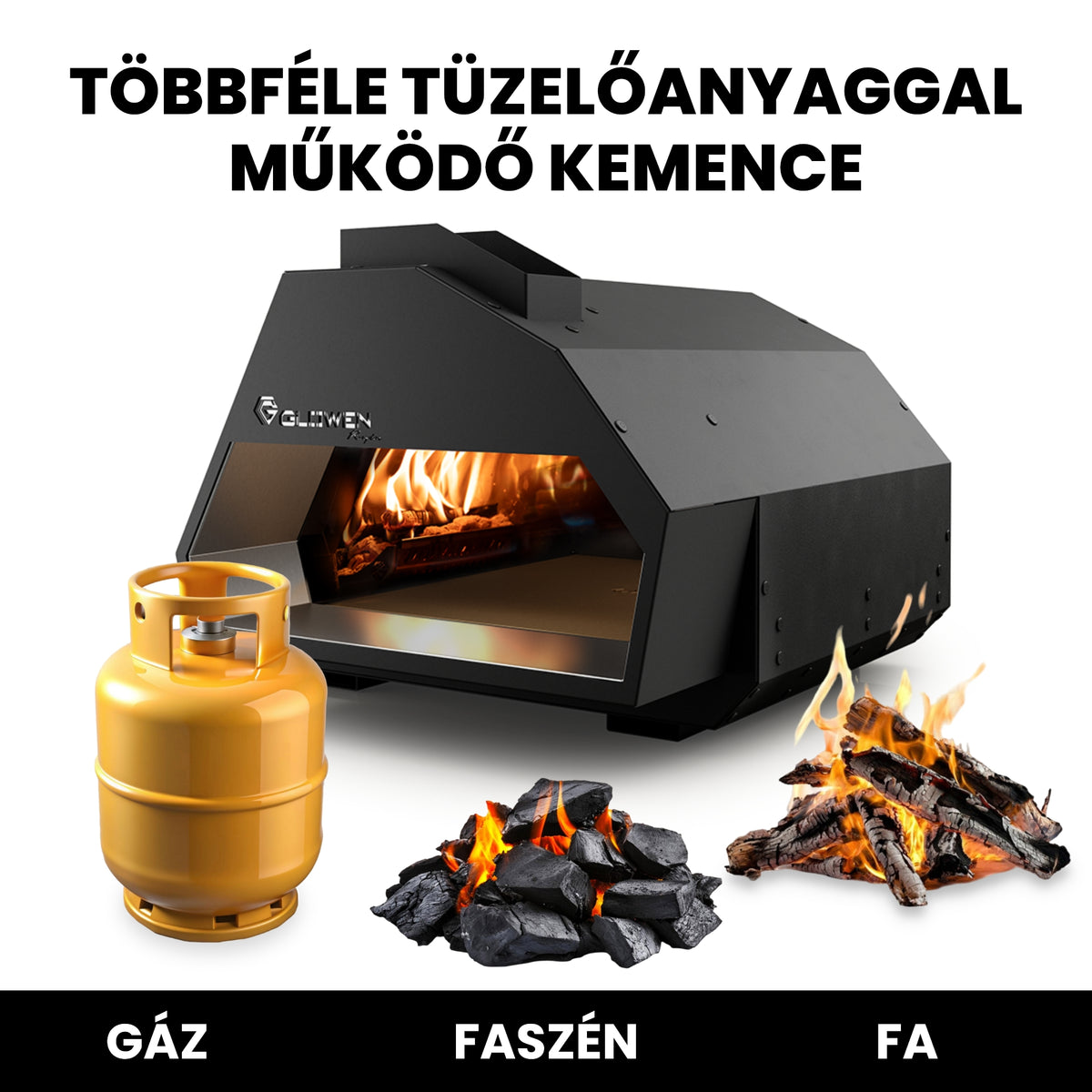 Glowen Raptor Black (fekete) többüzemű pizzakemence